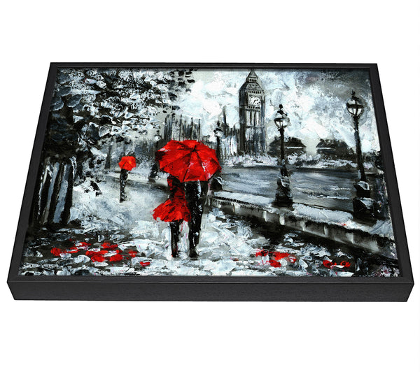 A picture of a Lovers In The City framed canvas print sold by Wallart-Direct.co.uk