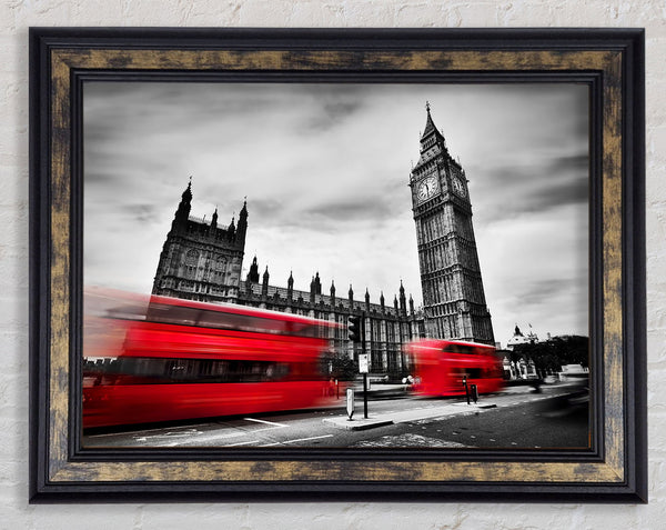 Houses Of Parliament Red Bus Blur