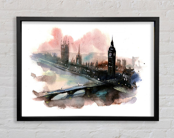 Watercolour Big Ben Houses Of Parliament