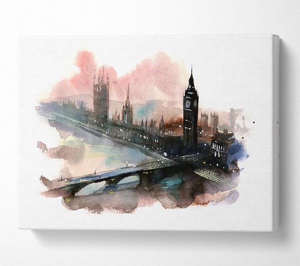 Watercolour Big Ben Houses Of Parliament