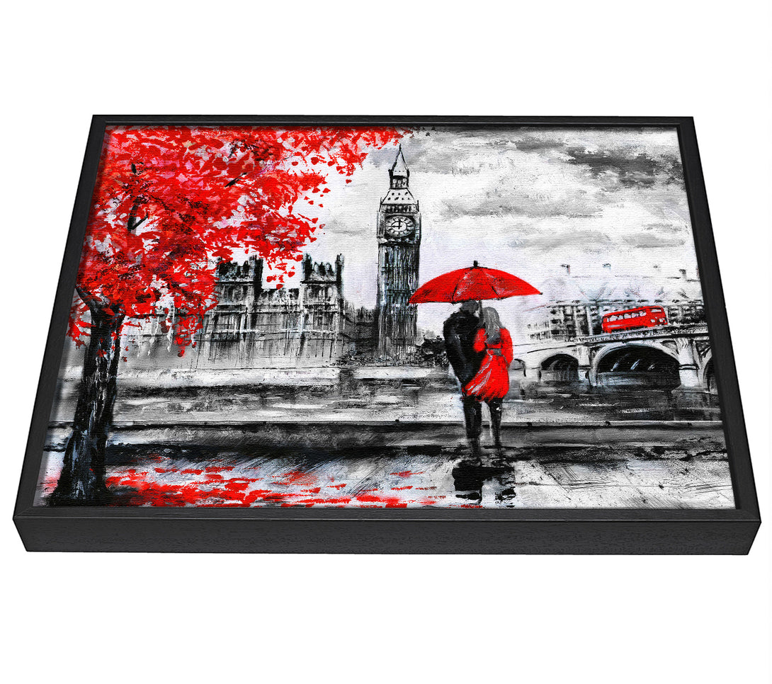 A picture of a Romantic Big Ben Walk framed canvas print sold by Wallart-Direct.co.uk