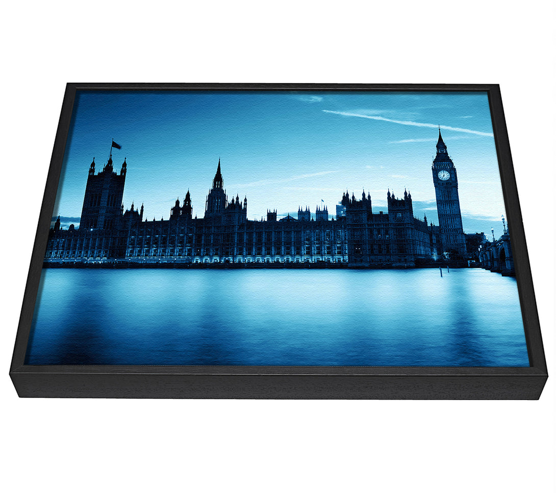 A picture of a Houses Of Parliament Blues framed canvas print sold by Wallart-Direct.co.uk