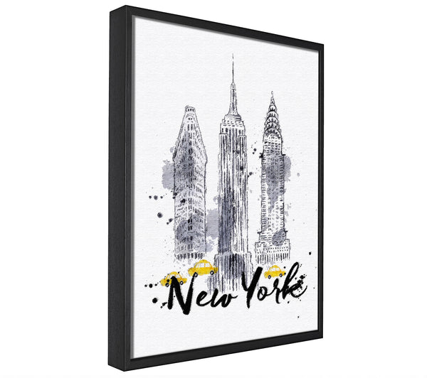 A picture of a Outline Of NYC framed canvas print sold by Wallart-Direct.co.uk