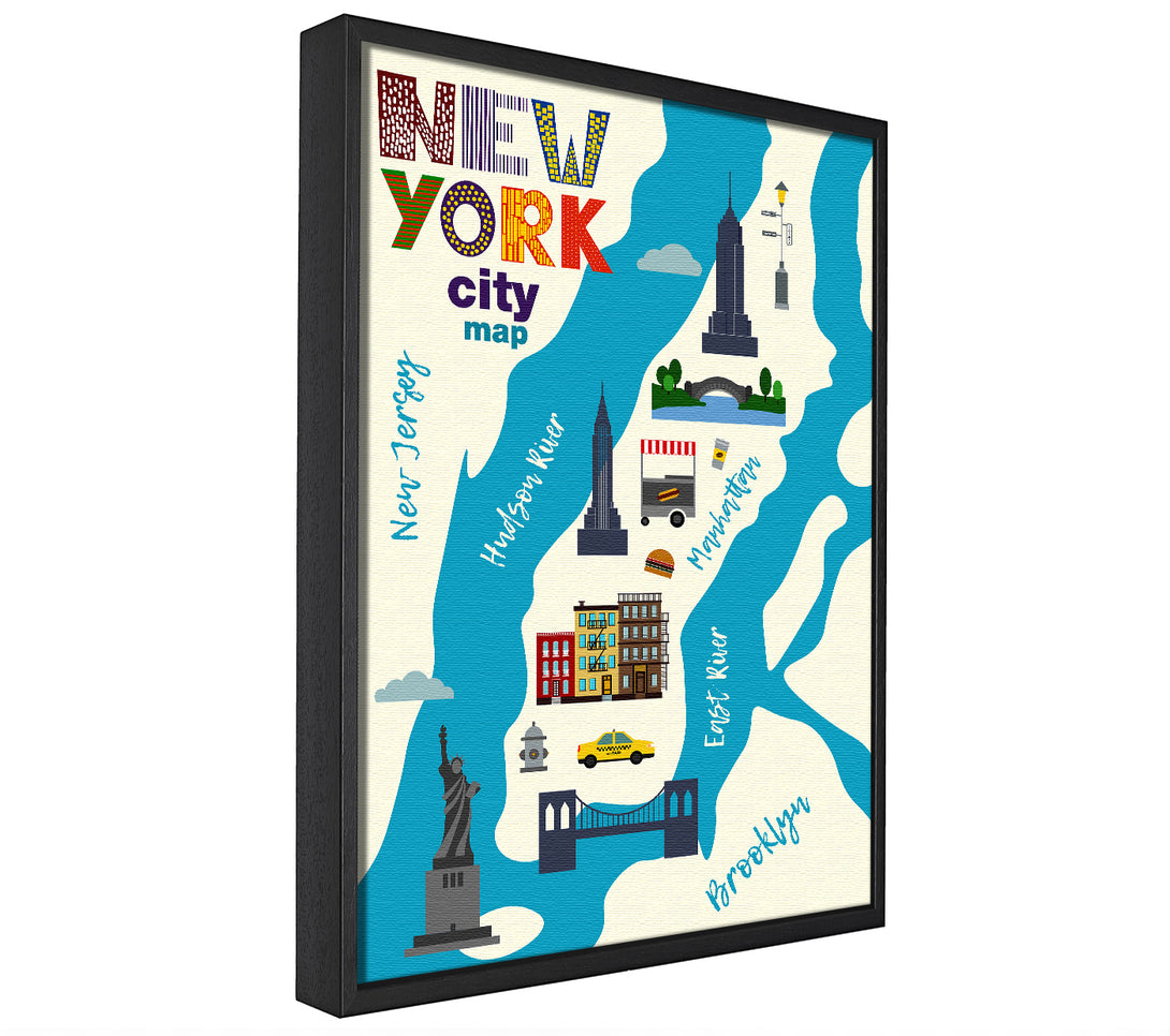 A picture of a NYC Map framed canvas print sold by Wallart-Direct.co.uk