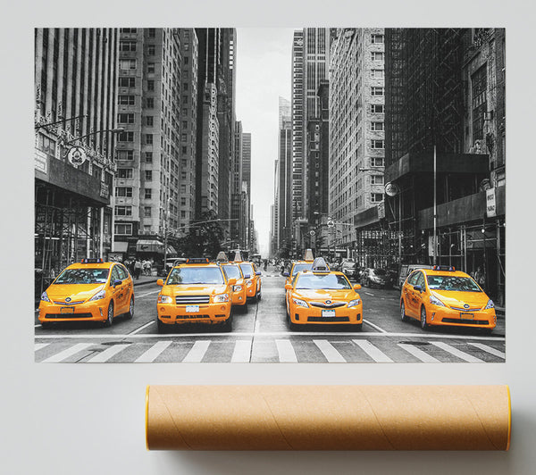 Yellow Cab Line Up Streets