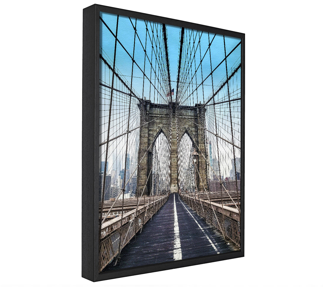 A picture of a Structure Of Brooklyn Bridge 1 framed canvas print sold by Wallart-Direct.co.uk