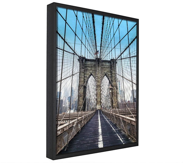 A picture of a Structure Of Brooklyn Bridge 1 framed canvas print sold by Wallart-Direct.co.uk