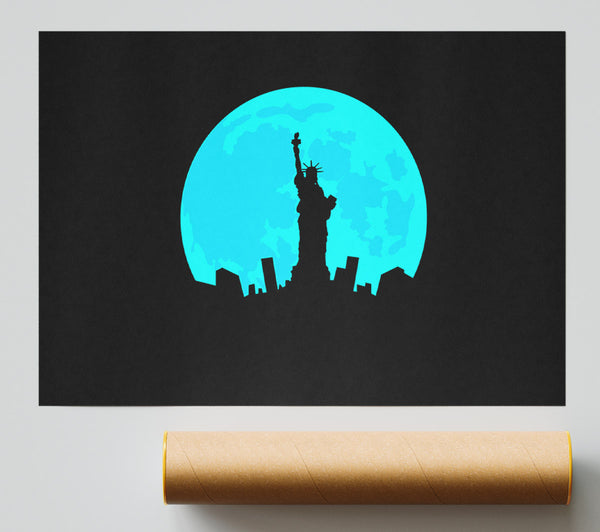 Statue Of Liberty In The Blue Moon