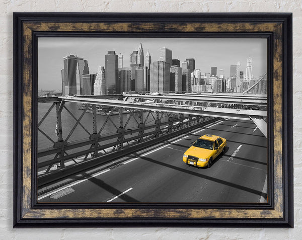 Yellow Cab On Brooklyn Bridge 1