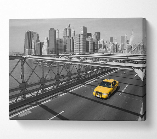 Yellow Cab On Brooklyn Bridge 1