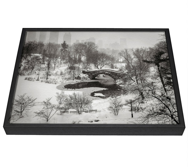 A picture of a Snowing In Central Park framed canvas print sold by Wallart-Direct.co.uk