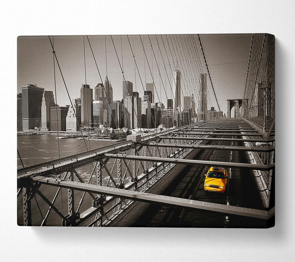 Brooklyn Bridge Yellow Cab Leaving NYC