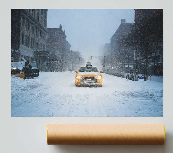 Yellow Cab In The Snow