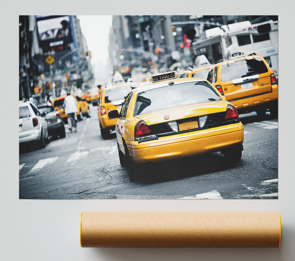 Yellow Taxis On The City Streets