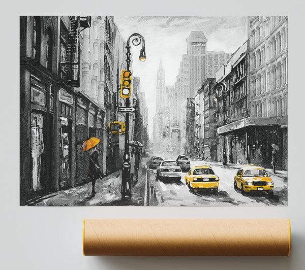 Yellow Cabs In The Streets Of Nyc