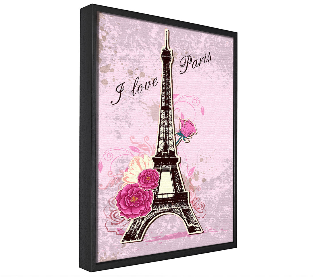 A picture of a Eiffel Tower Love 1 framed canvas print sold by Wallart-Direct.co.uk