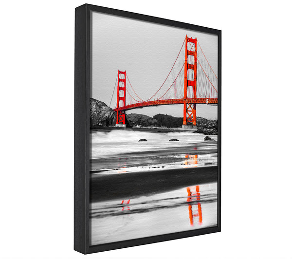 A picture of a Golden Gate Bridge Red Reflections framed canvas print sold by Wallart-Direct.co.uk