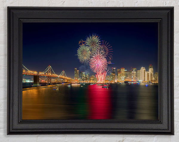 Fireworks Over The Golden Gate Bridge