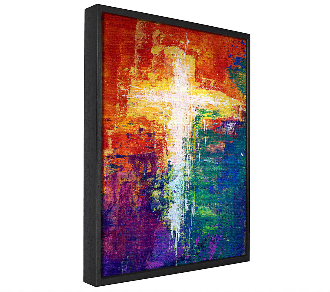 A picture of a Rainbow Cross framed canvas print sold by Wallart-Direct.co.uk