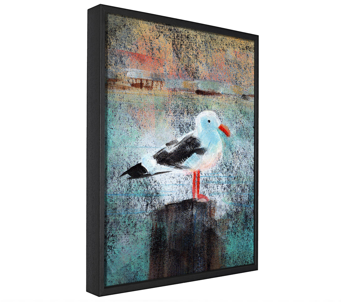 A picture of a Seagull Perch framed canvas print sold by Wallart-Direct.co.uk