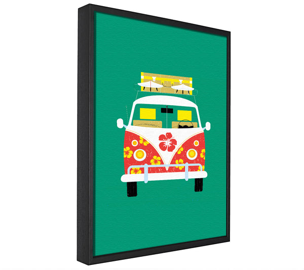 A picture of a VW Camper Van Holiday Time framed canvas print sold by Wallart-Direct.co.uk