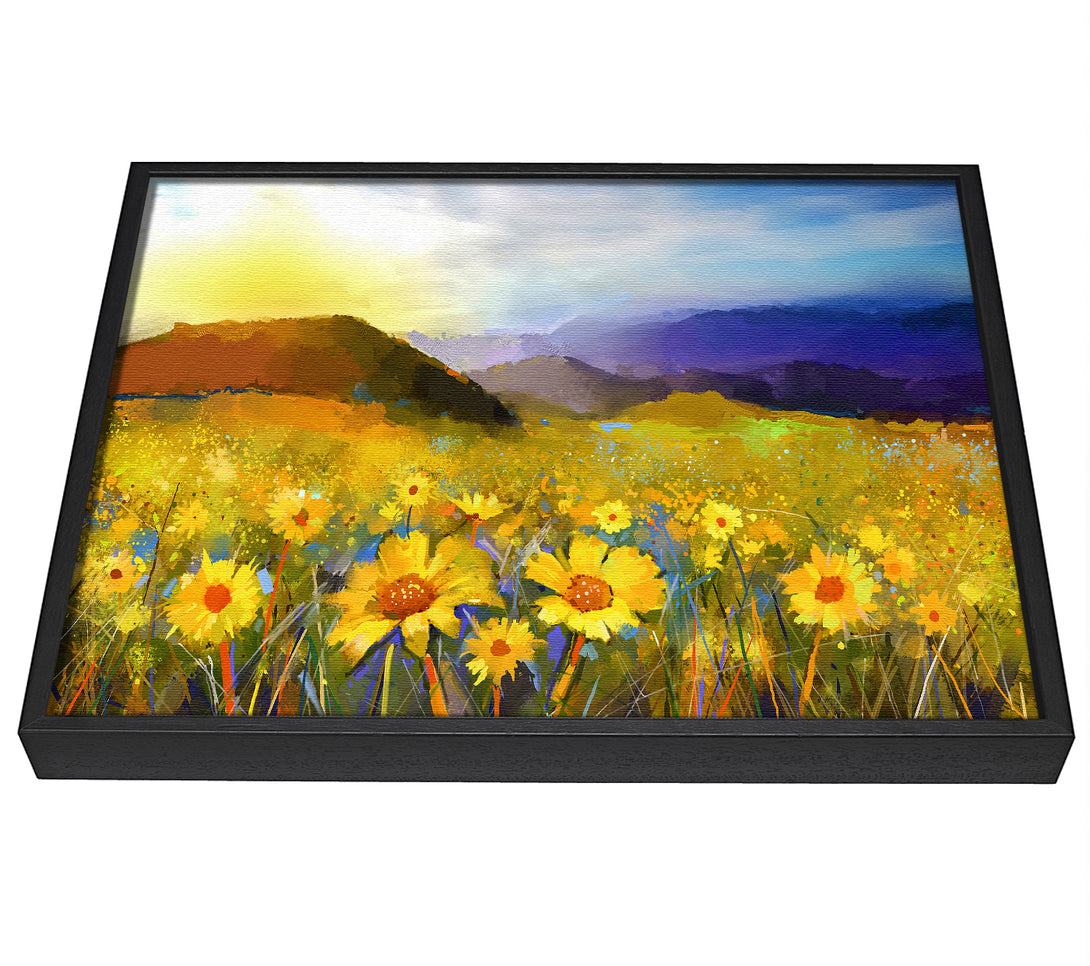 A picture of a Yellow Mountain Sunrise framed canvas print sold by Wallart-Direct.co.uk