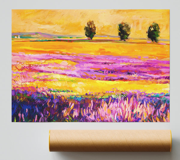 Pinks In A Field Of Gold Landscape