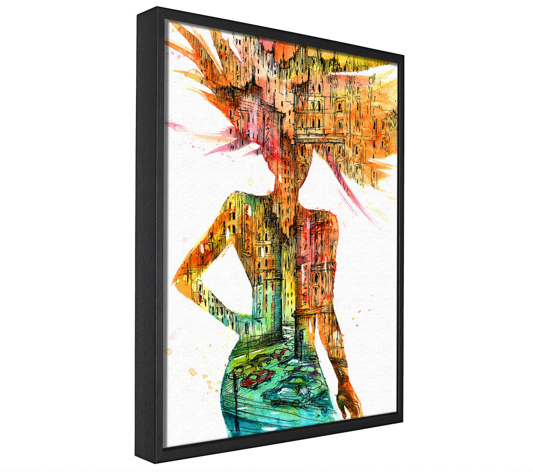 A picture of a Woman Of The City framed canvas print sold by Wallart-Direct.co.uk