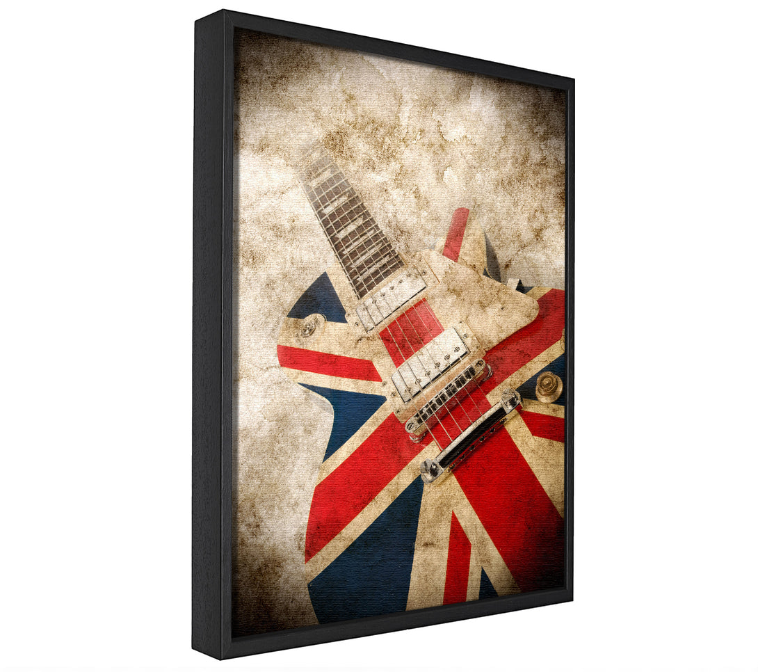 A picture of a British Retro Guitar 1 framed canvas print sold by Wallart-Direct.co.uk