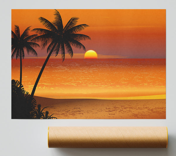 Orange Palm Tree Sun