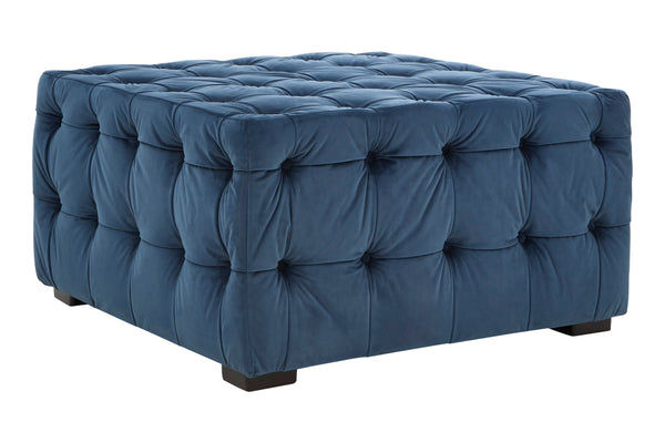 Opulent Stella Midnight Velvet Button-Tufted Footstool