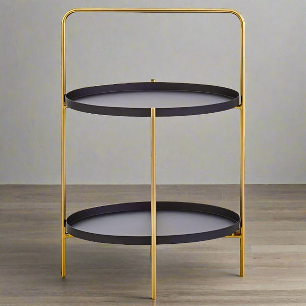 Black and Gold Two Tier Side Table by Trosa