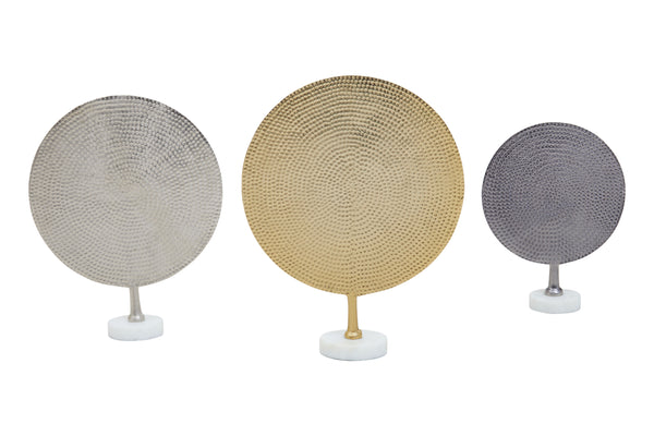 Elias Trio - Hammered Metal Sculptures in Gold Silver and Black