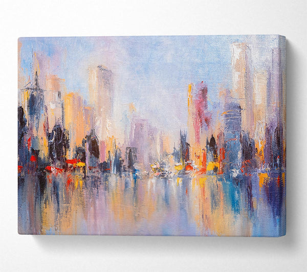 City in acrylic paints