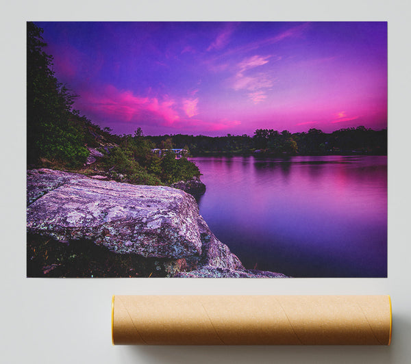 Purple And Blue Lake Off The Cliffs