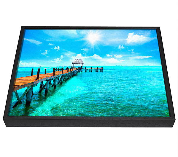 A picture of a Blue rays on the pier framed canvas print sold by Wallart-Direct.co.uk