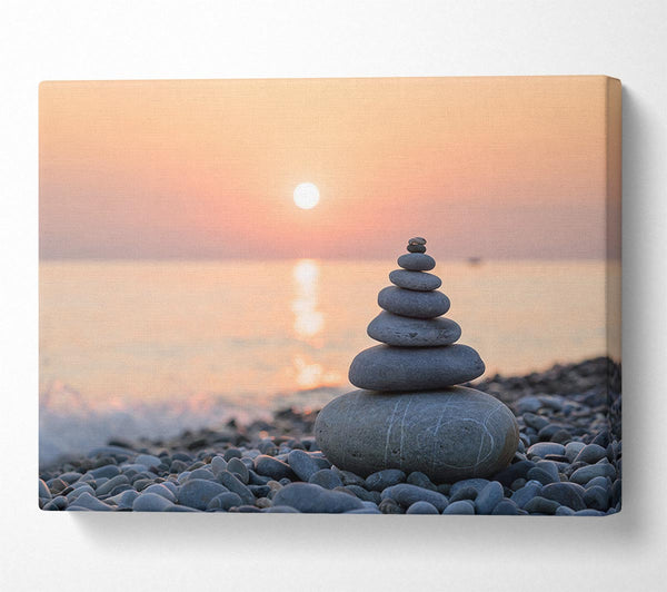 Zen Stones at sunset on the beach