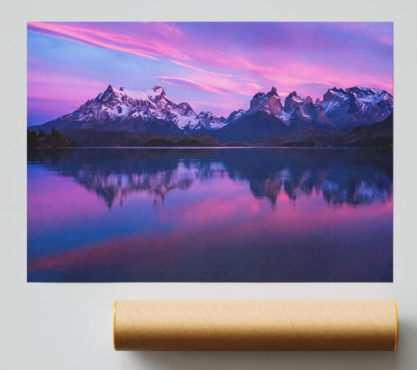 Purple And Blue Mountains Above Lake