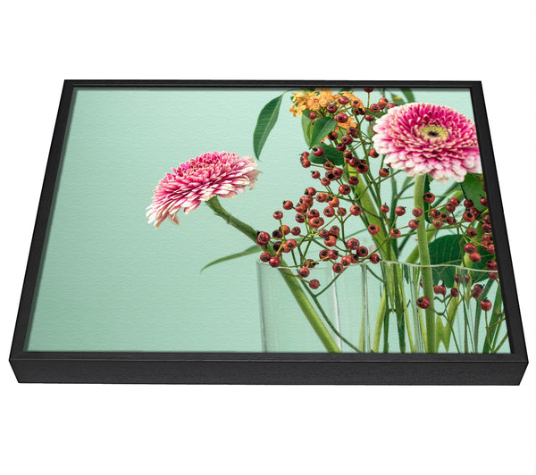 A picture of a Vase of flowers with berries framed canvas print sold by Wallart-Direct.co.uk