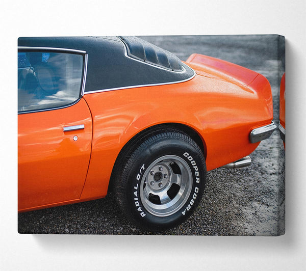 Orange end of classic car