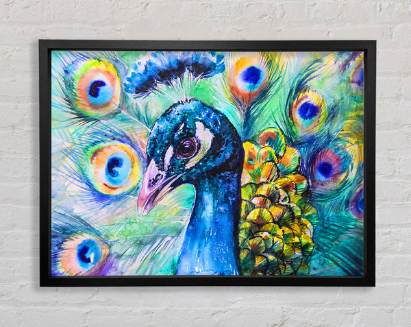 Lebendiger Aquarell-Pfau