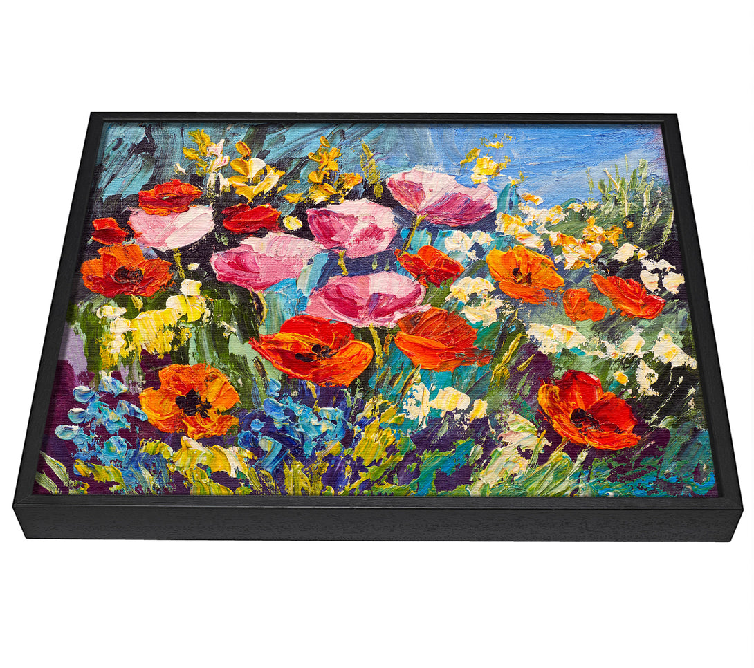 A picture of a Mixed Poppies In The Sun framed canvas print sold by Wallart-Direct.co.uk