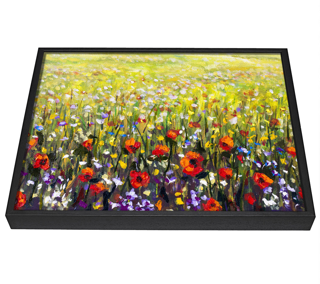 A picture of a Poppy Field In The Summer framed canvas print sold by Wallart-Direct.co.uk