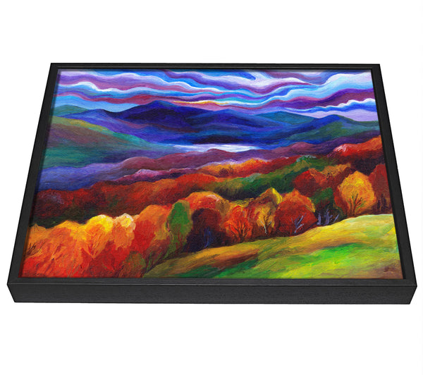 A picture of a Multicoloured Mountains framed canvas print sold by Wallart-Direct.co.uk