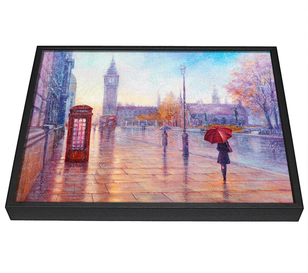 A picture of a Walking In London Calm framed canvas print sold by Wallart-Direct.co.uk