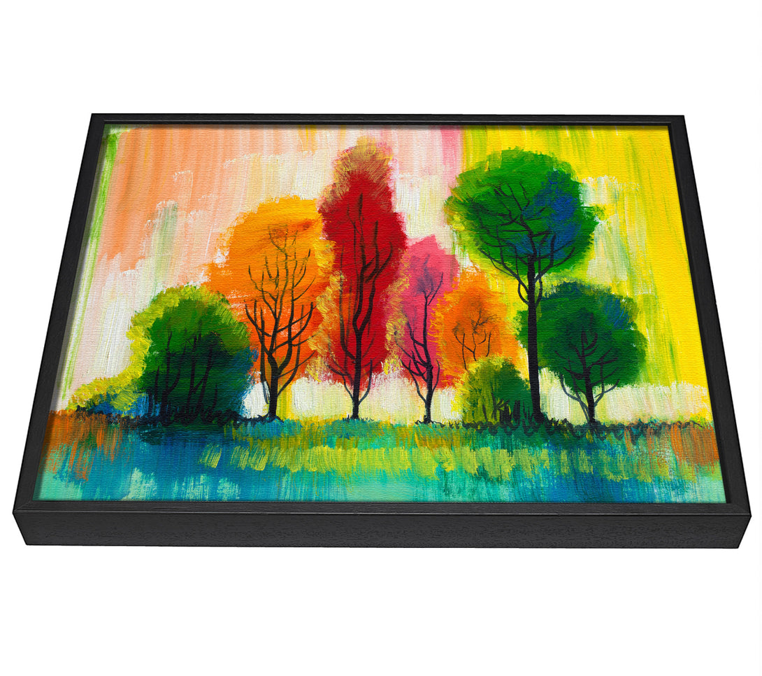 A picture of a Autumn Vibrant Trees framed canvas print sold by Wallart-Direct.co.uk