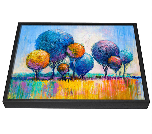 A picture of a Circular Trees In The Meadow framed canvas print sold by Wallart-Direct.co.uk