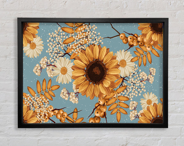 Sunflowers On Blue