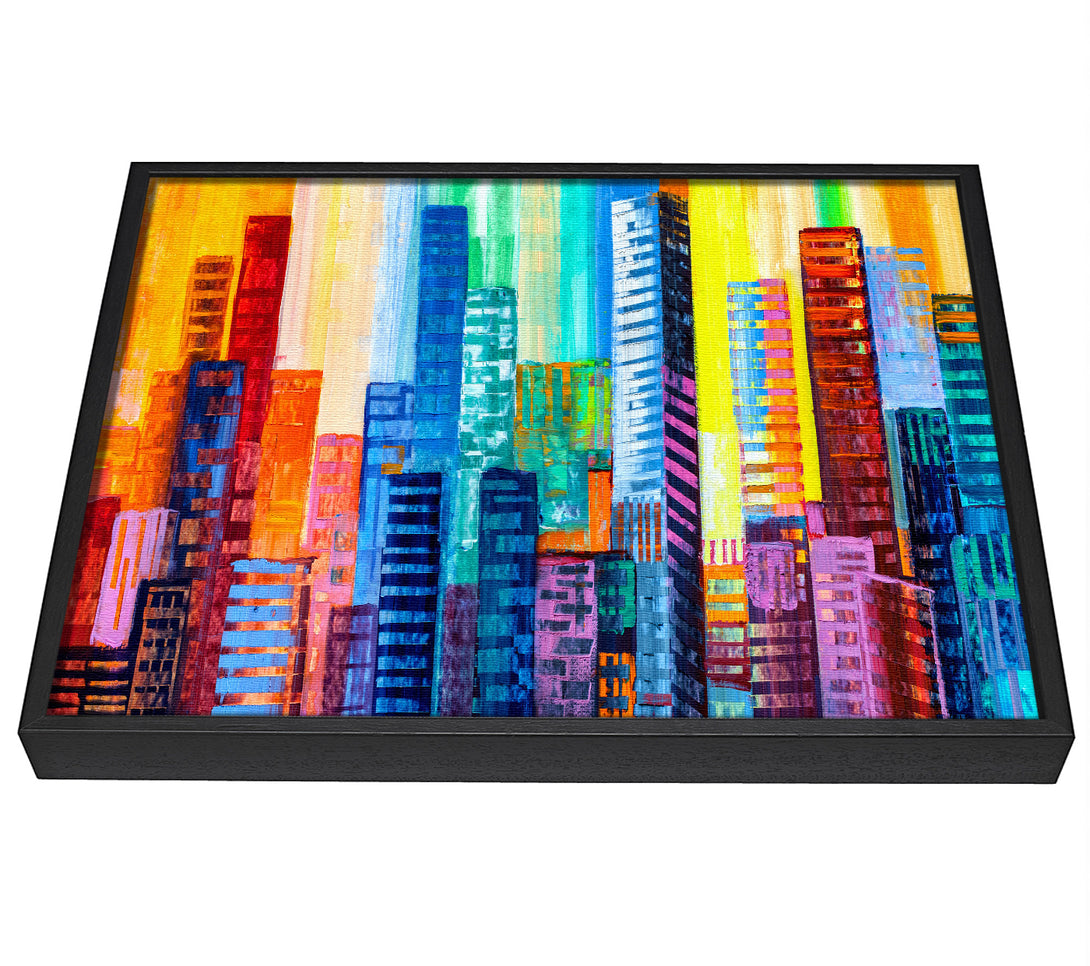 A picture of a City Blocks Of Colour framed canvas print sold by Wallart-Direct.co.uk