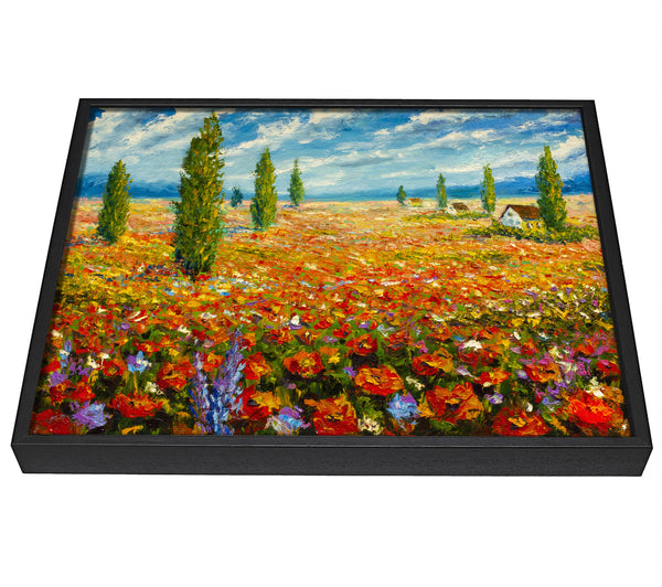 A picture of a Field Of Trees And Flowers framed canvas print sold by Wallart-Direct.co.uk